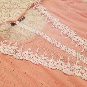 Maurices peach lace detail blouse
